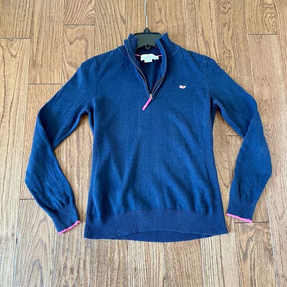 Vineyard Vines Sweaters - Vineyard vines womens navy ribbed quarter zip sweater small